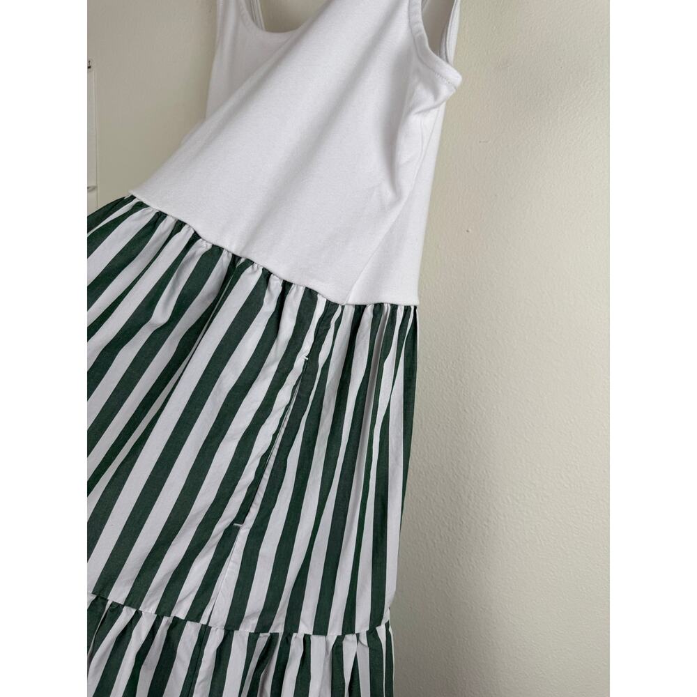 J.Crew Factory Striped Tiered Midi Dress Green White XL - Picture 10 of 16